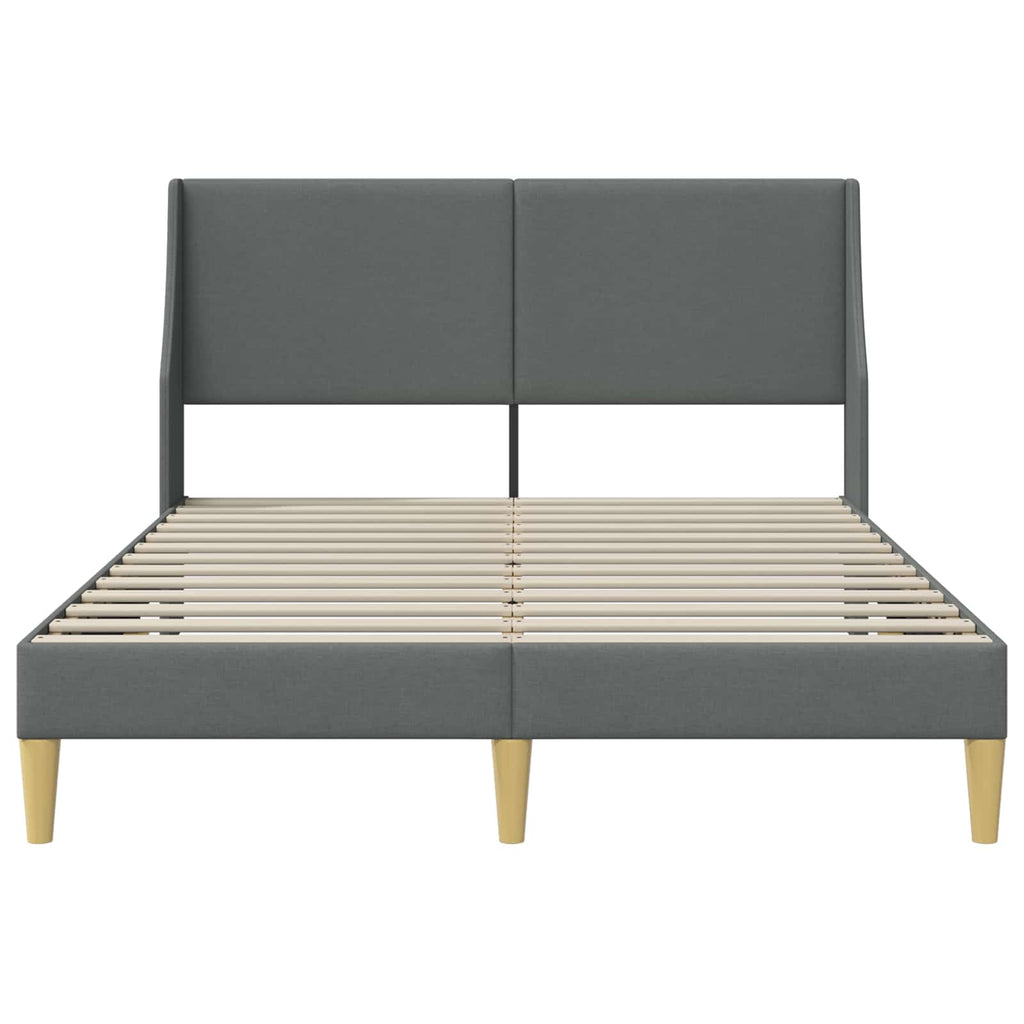 vidaXL Ramka łóżka Z zagłówkiem ciemnoszary 137 x 190 cm tkanina