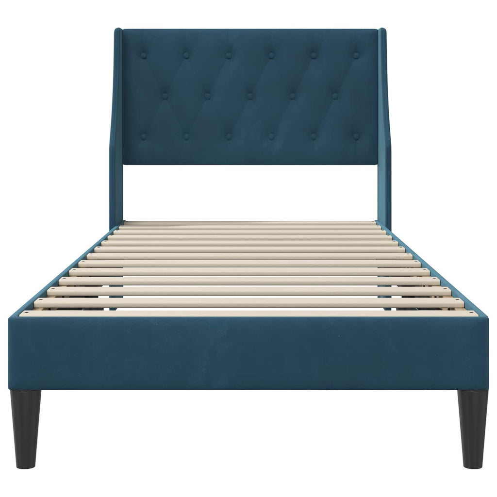 vidaXL Ramka łóżka Z zagłówkiem Niebieski 80 x 200 cm Aksamit