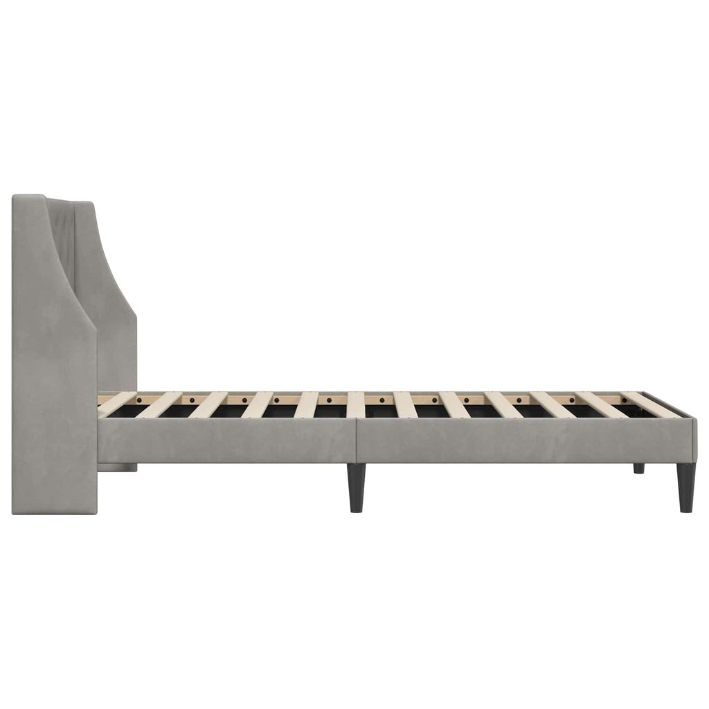 vidaXL Ramka łóżka Z zagłówkiem Jasnoszary 90 x 200 cm Aksamit
