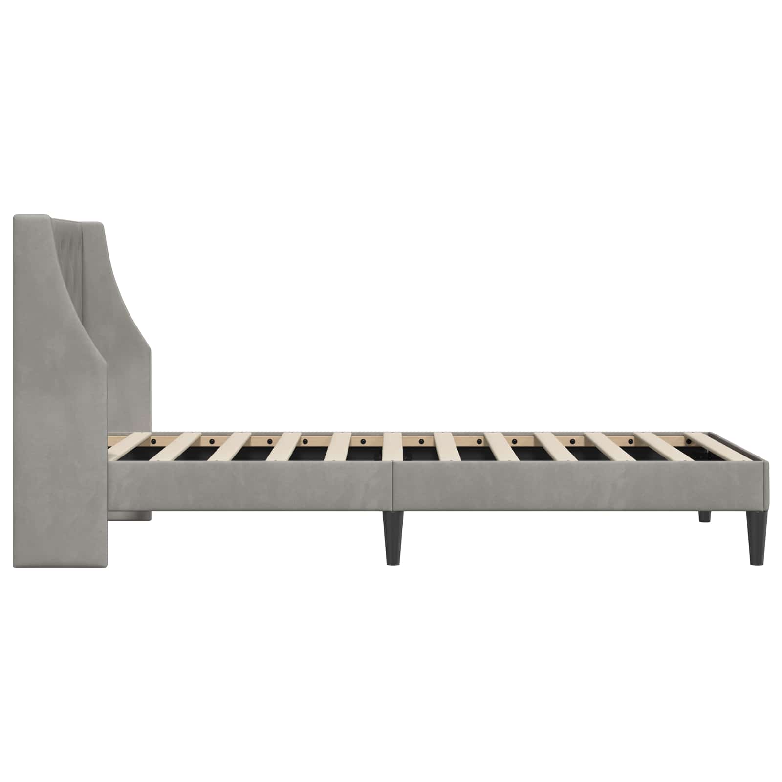 vidaXL Ramka łóżka Z zagłówkiem Jasnoszary 90 x 200 cm Aksamit