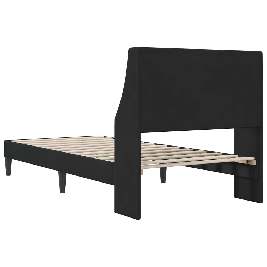 vidaXL Ramka łóżka Z zagłówkiem Czarny 90 x 200 cm Aksamit