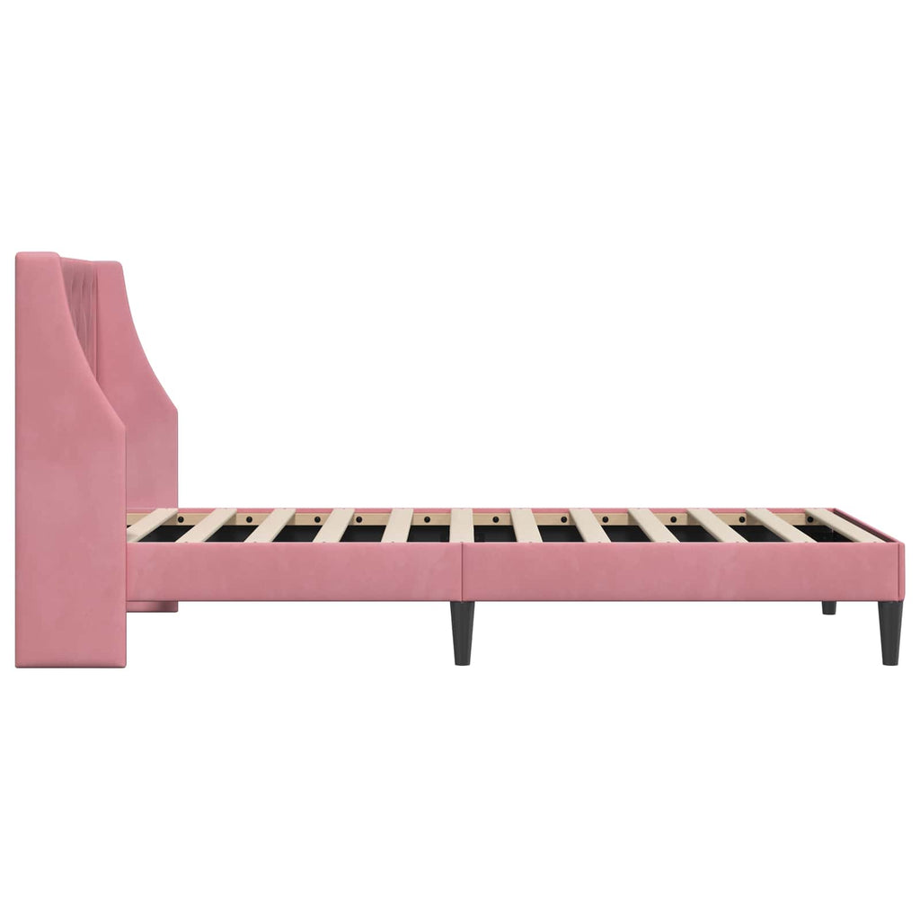 vidaXL Ramka łóżka Z zagłówkiem Różowy 100 x 200 cm Aksamit