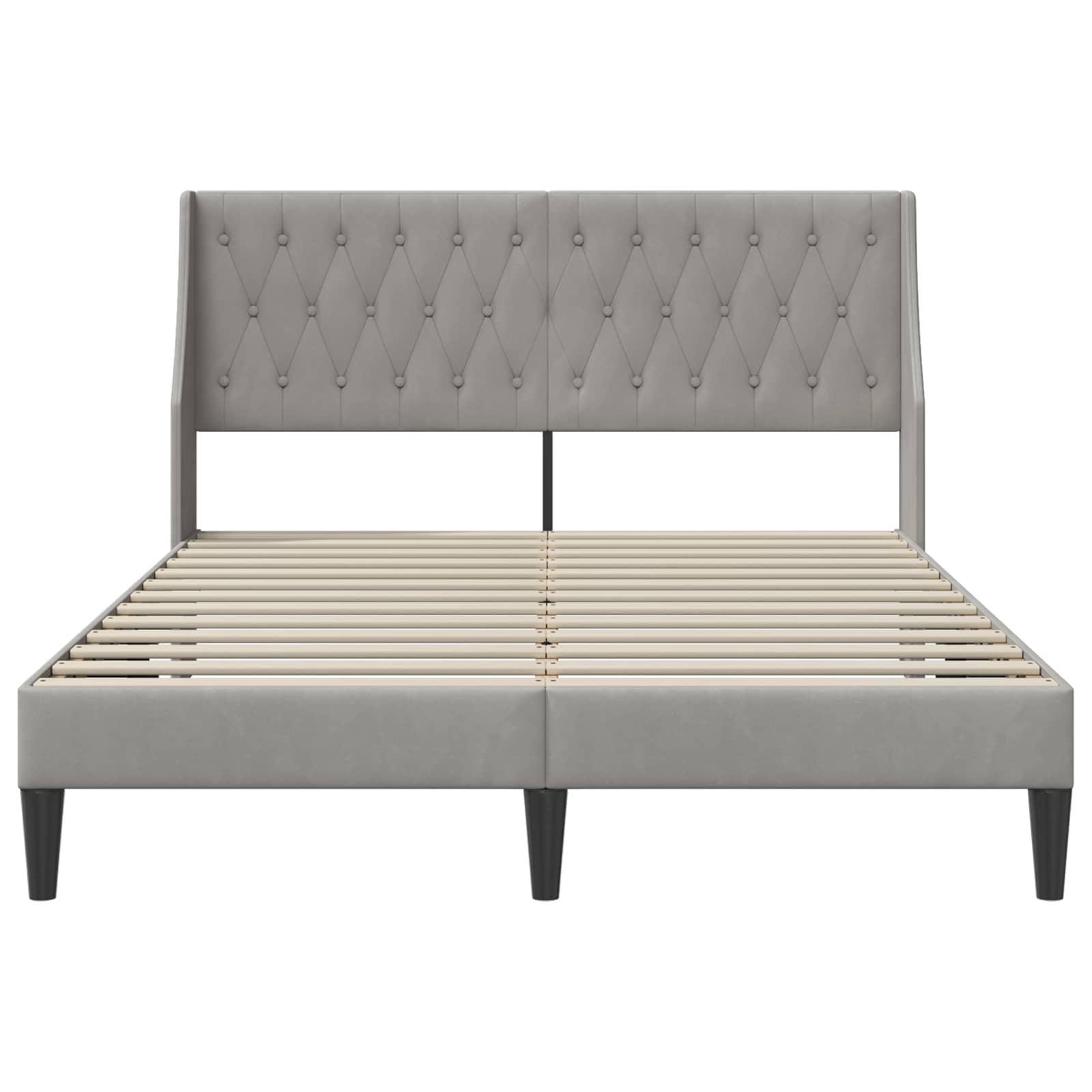 vidaXL Ramka łóżka Z zagłówkiem Jasnoszary 120 x 190 cm Aksamit
