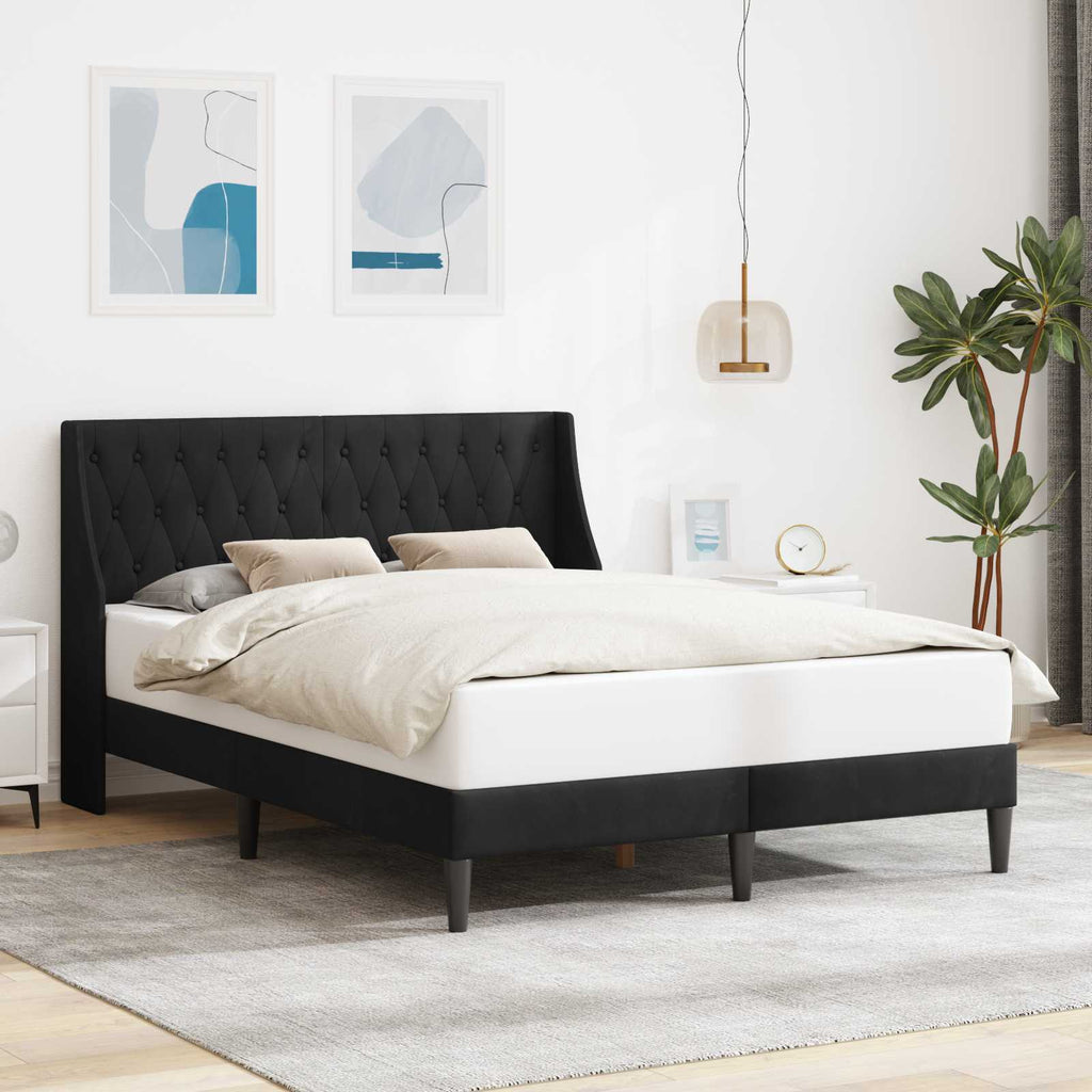vidaXL Ramka łóżka Z zagłówkiem Czarny 120 x 190 cm Aksamit