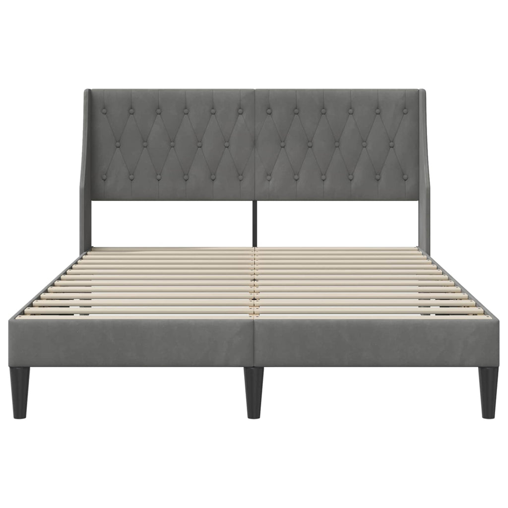 vidaXL Ramka łóżka Z zagłówkiem Ciemnoszary 120 x 200 cm Aksamit