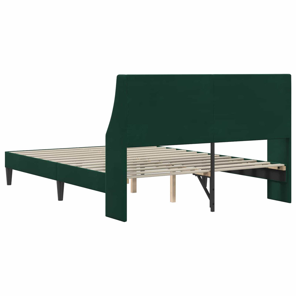 vidaXL Ramka łóżka Z zagłówkiem Ciemna zieleń 120 x 200 cm Aksamit
