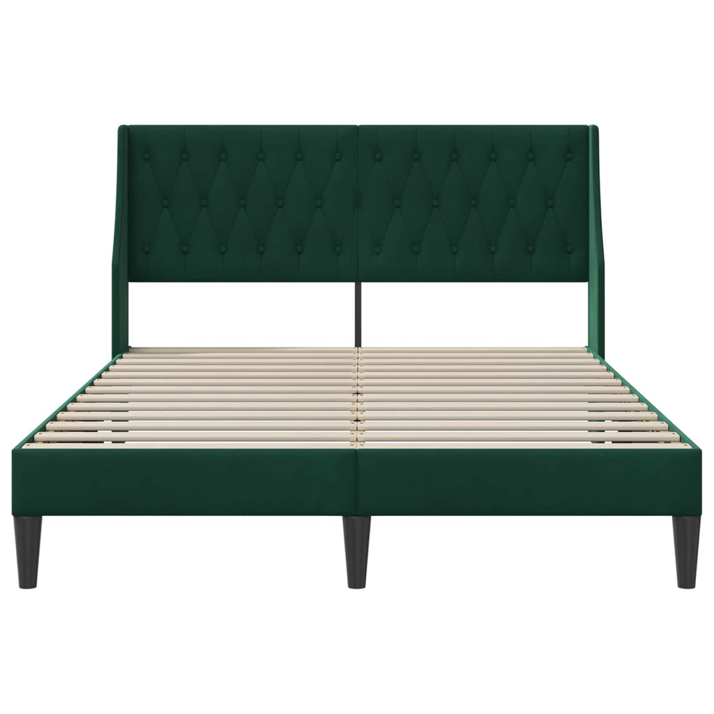 vidaXL Ramka łóżka Z zagłówkiem Ciemna zieleń 120 x 200 cm Aksamit
