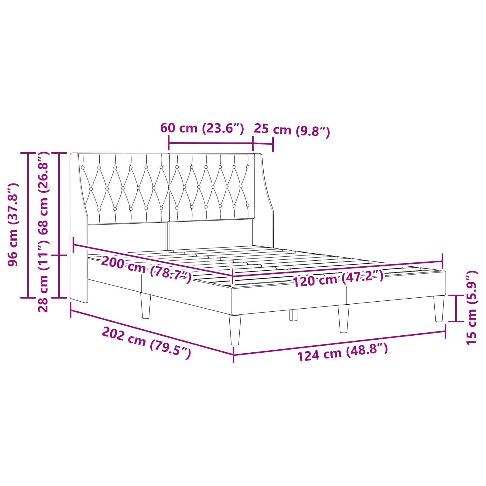vidaXL Ramka łóżka Z zagłówkiem Ciemna zieleń 120 x 200 cm Aksamit