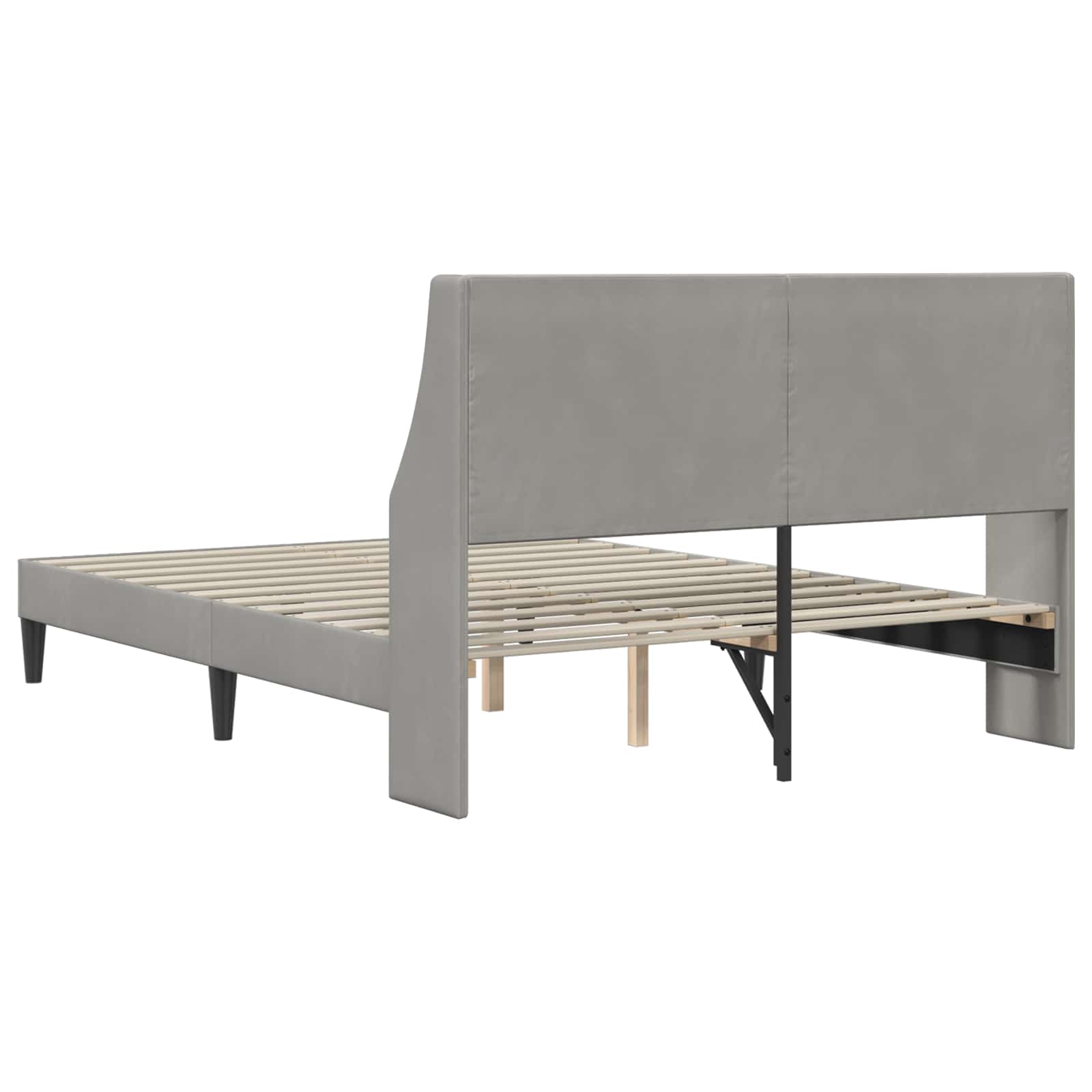 vidaXL Ramka łóżka Z zagłówkiem Jasnoszary 140 x 190 cm Aksamit