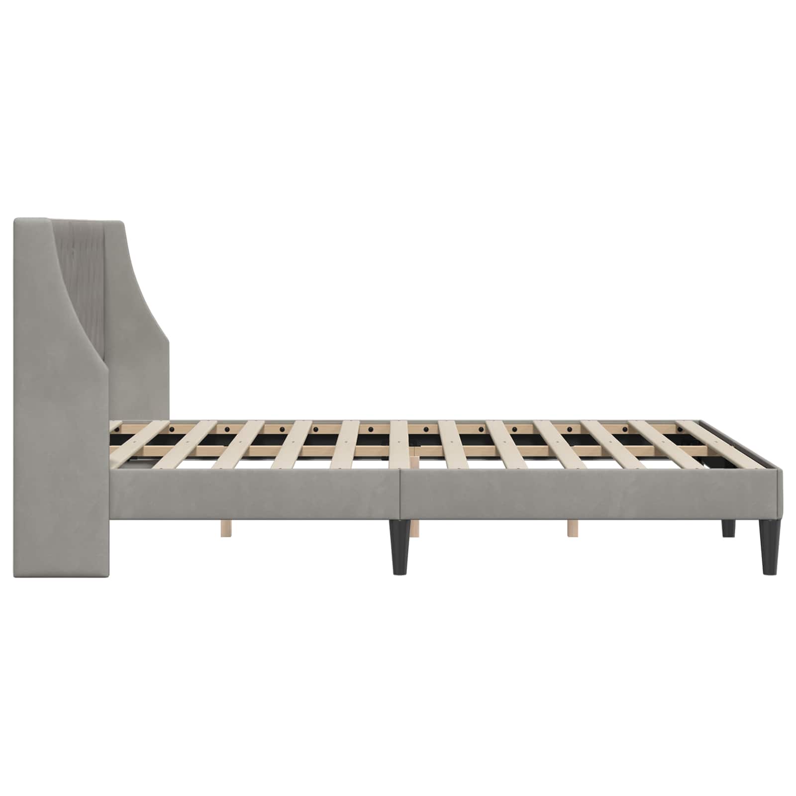 vidaXL Ramka łóżka Z zagłówkiem Jasnoszary 140 x 190 cm Aksamit