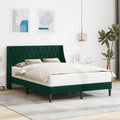 vidaXL Ramka łóżka Z zagłówkiem Ciemna zieleń 140 x 190 cm Aksamit