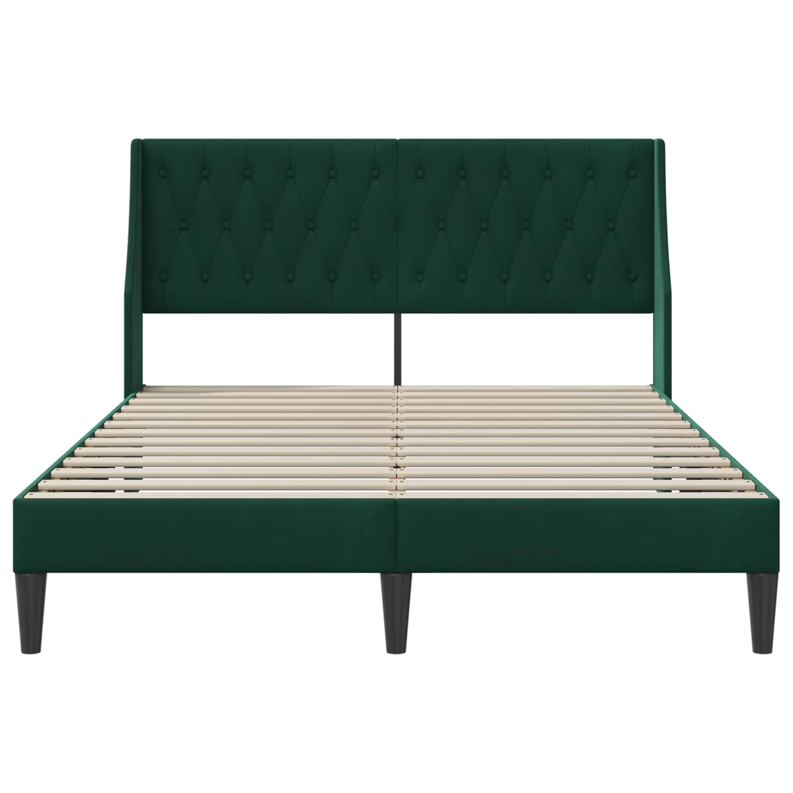 vidaXL Ramka łóżka Z zagłówkiem Ciemna zieleń 140 x 190 cm Aksamit