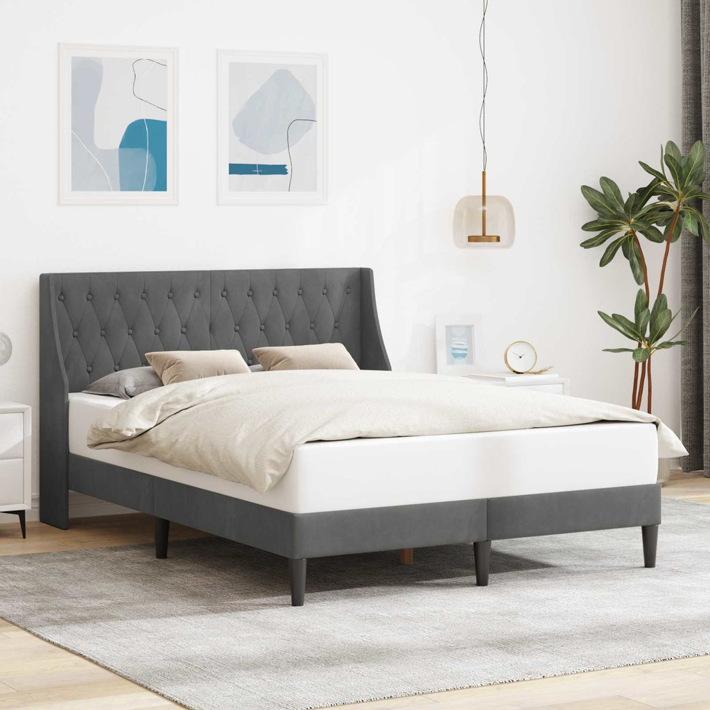 vidaXL Ramka łóżka Z zagłówkiem Ciemnoszary 160 x 200 cm Aksamit