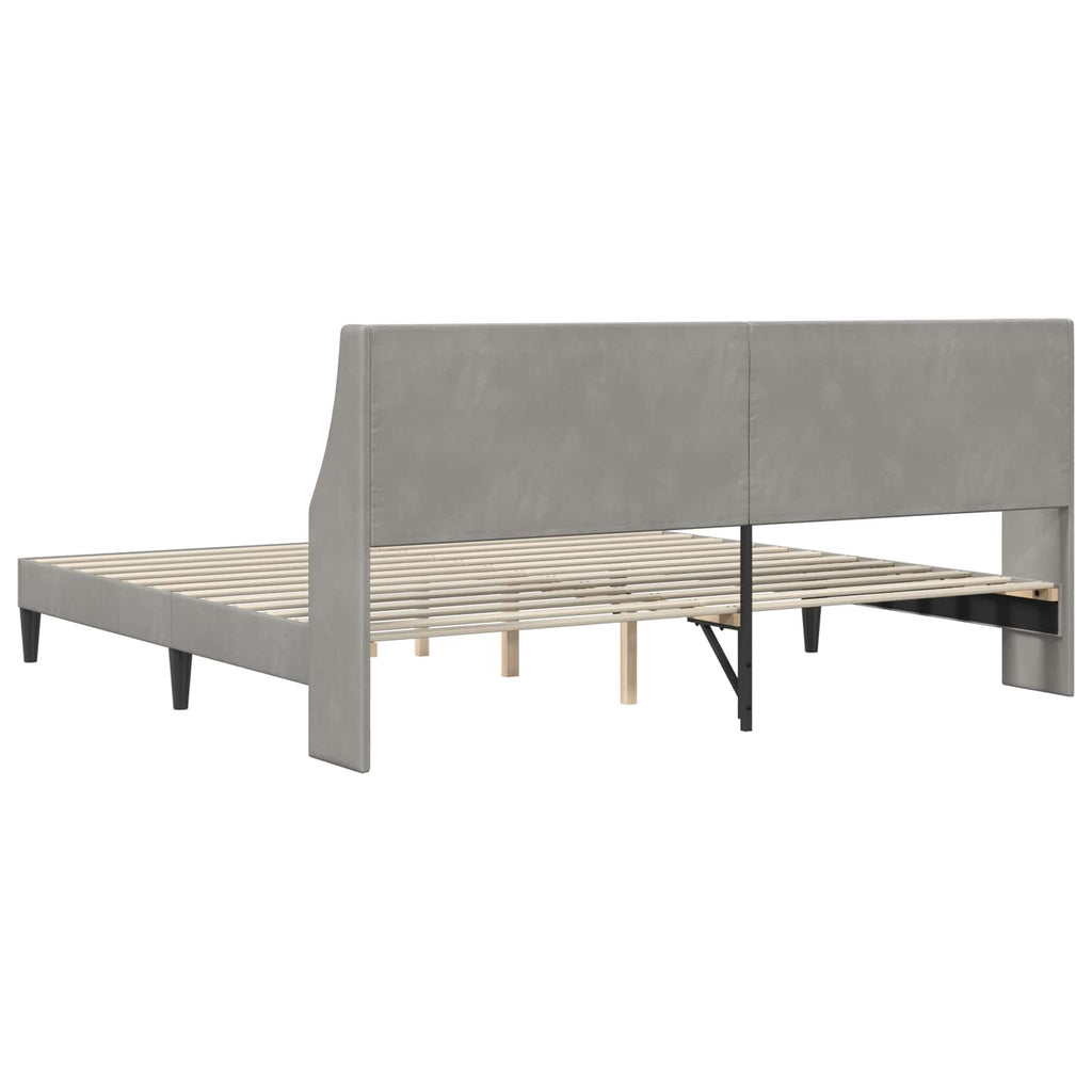 vidaXL Ramka łóżka Z zagłówkiem Jasnoszary 180 x 200 cm Aksamit