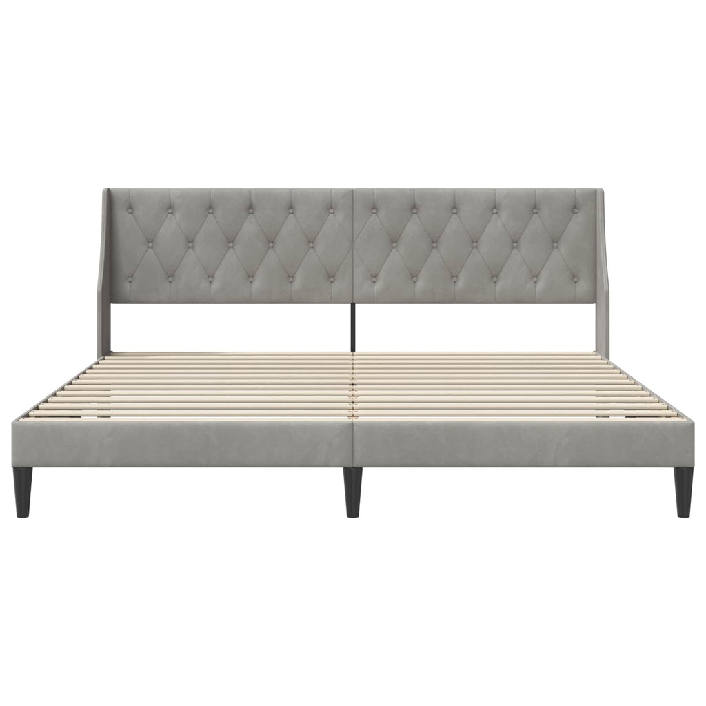 vidaXL Ramka łóżka Z zagłówkiem Jasnoszary 180 x 200 cm Aksamit