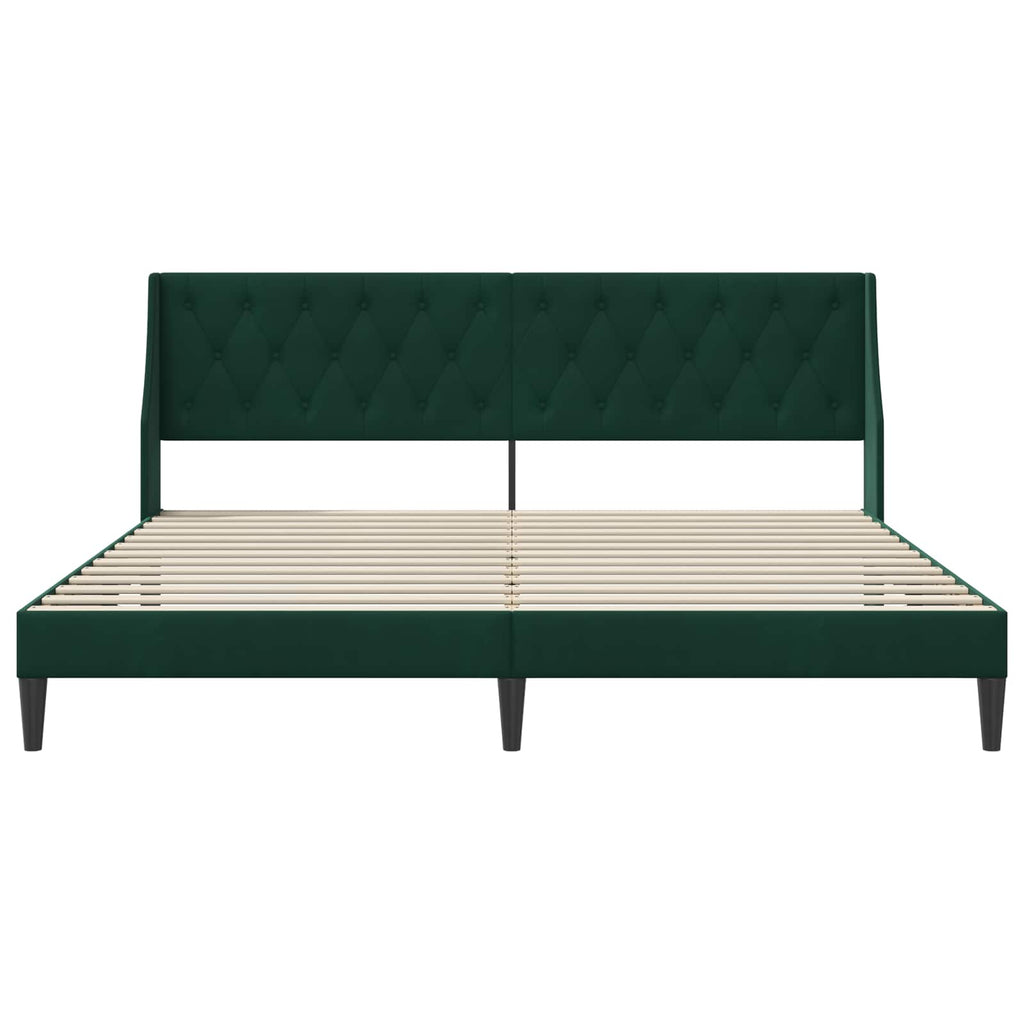 vidaXL Ramka łóżka Z zagłówkiem Ciemna zieleń 180 x 200 cm Aksamit
