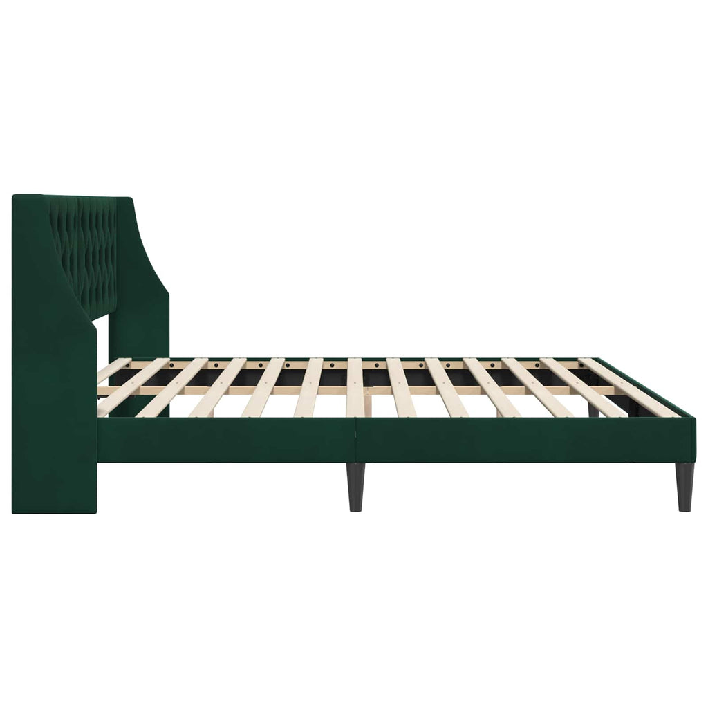 vidaXL Ramka łóżka Z zagłówkiem Ciemna zieleń 180 x 200 cm Aksamit