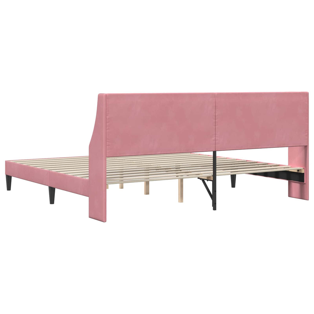 vidaXL Ramka łóżka Z zagłówkiem Różowy 180 x 200 cm Aksamit
