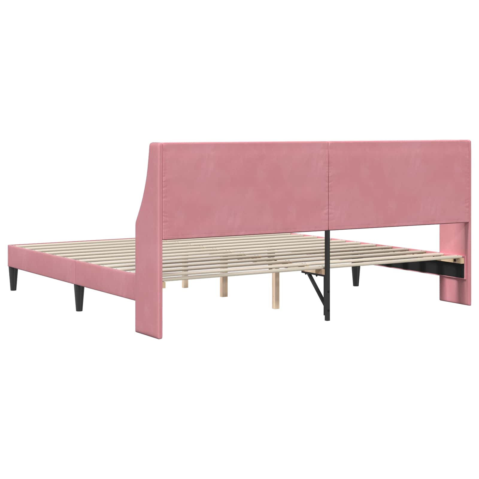 vidaXL Ramka łóżka Z zagłówkiem Różowy 180 x 200 cm Aksamit
