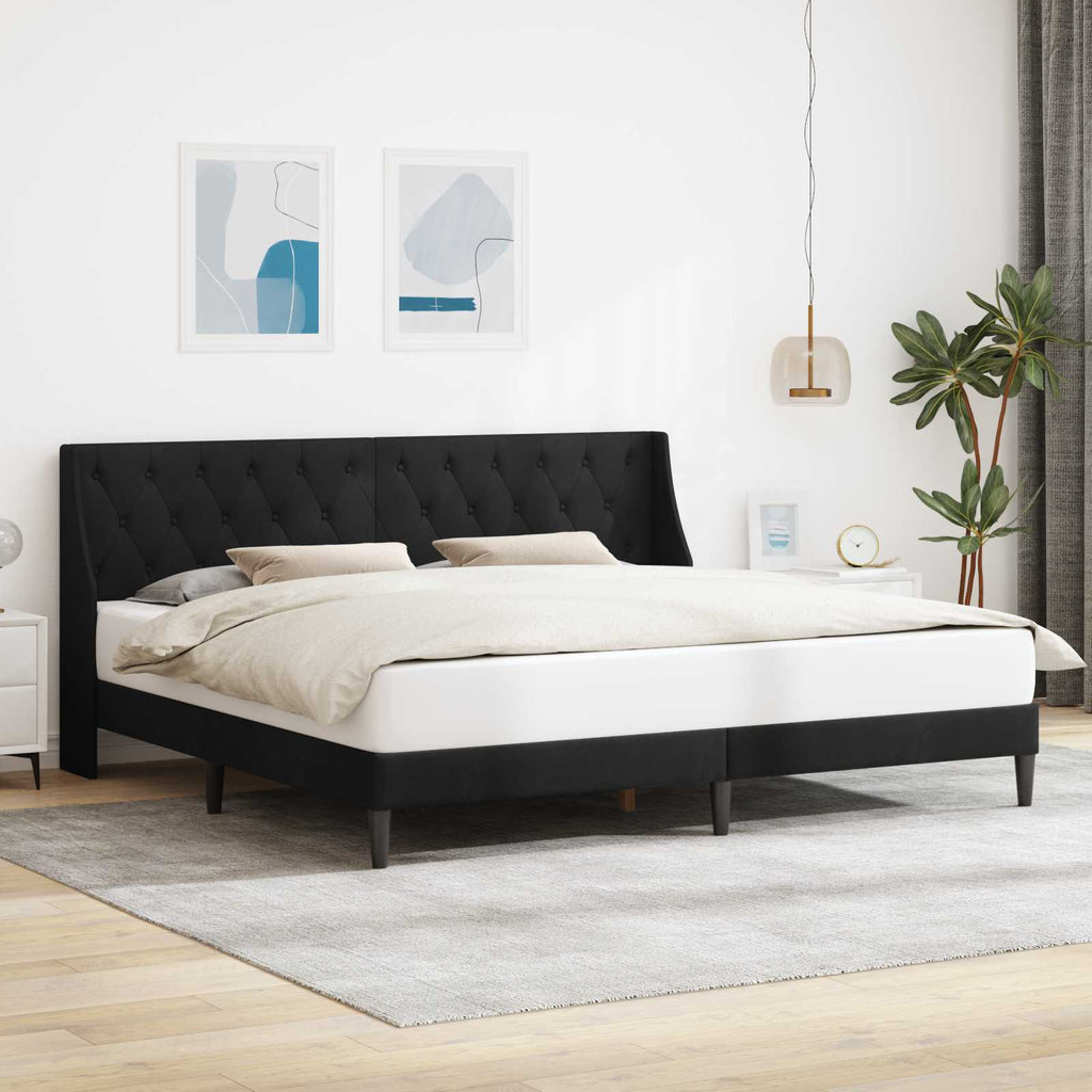 vidaXL Ramka łóżka Z zagłówkiem Czarny 180 x 200 cm Aksamit