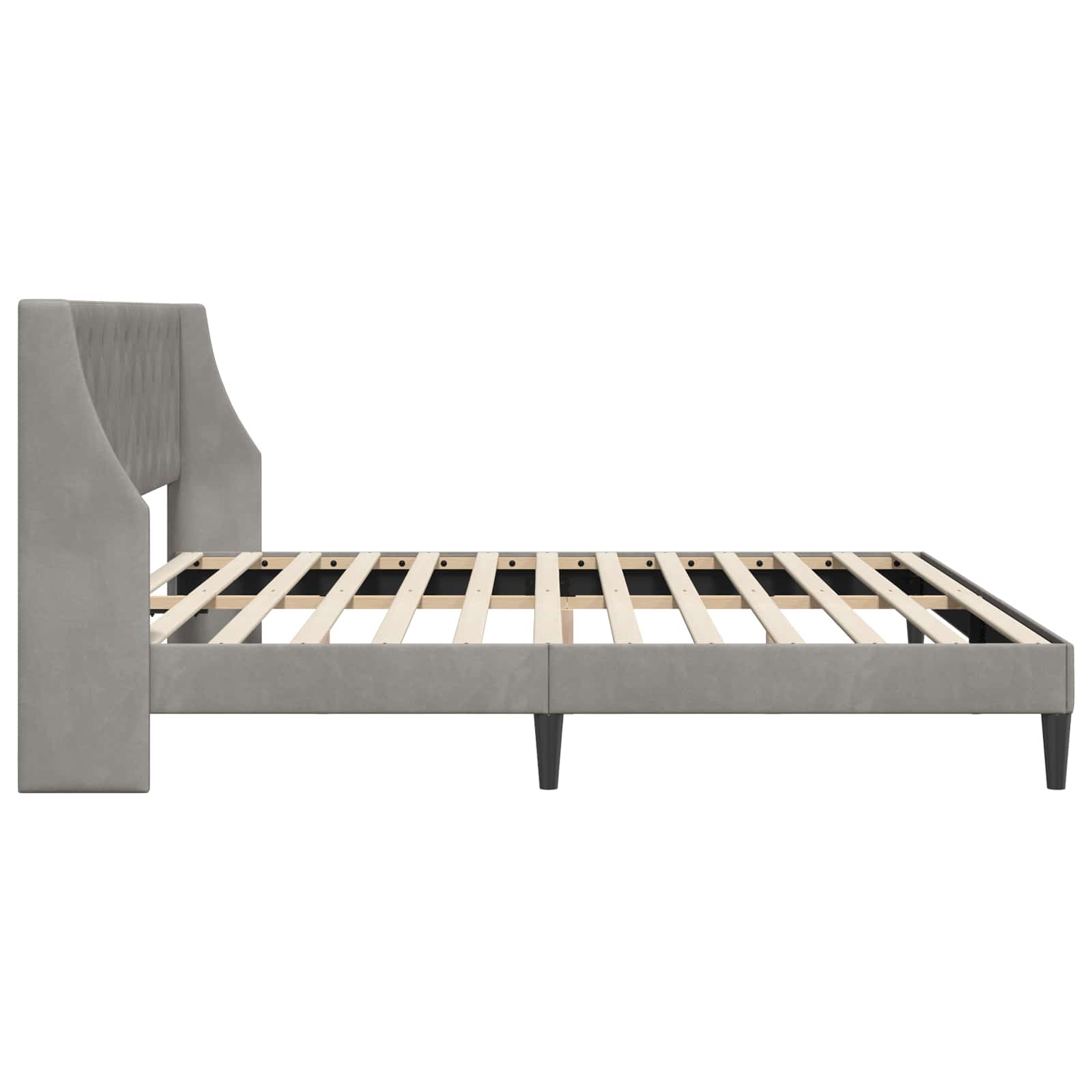 vidaXL Ramka łóżka Z zagłówkiem Jasnoszary 200 x 200 cm Aksamit