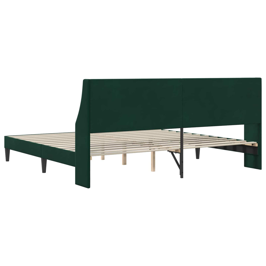 vidaXL Ramka łóżka Z zagłówkiem Ciemna zieleń 200 x 200 cm Aksamit