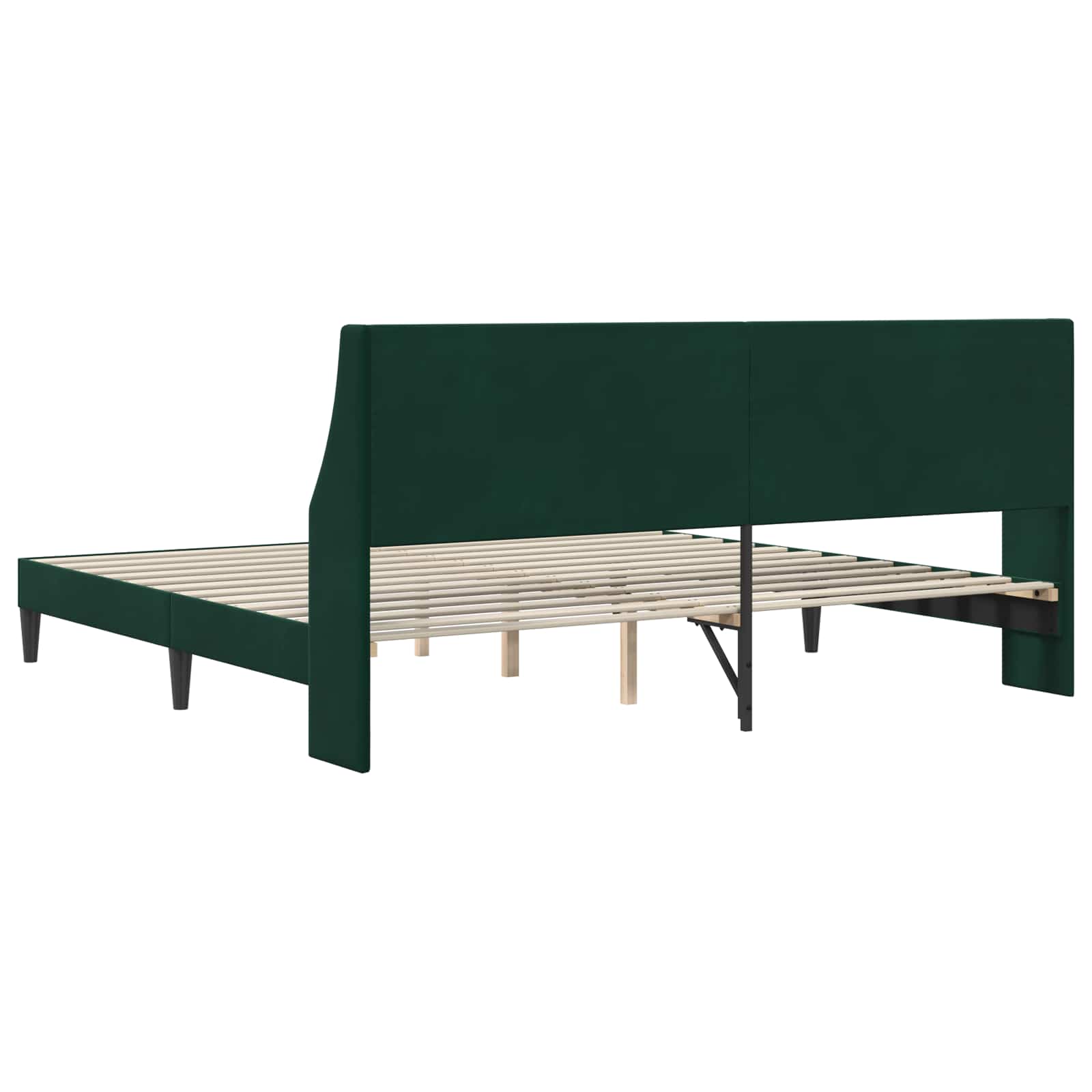 vidaXL Ramka łóżka Z zagłówkiem Ciemna zieleń 200 x 200 cm Aksamit
