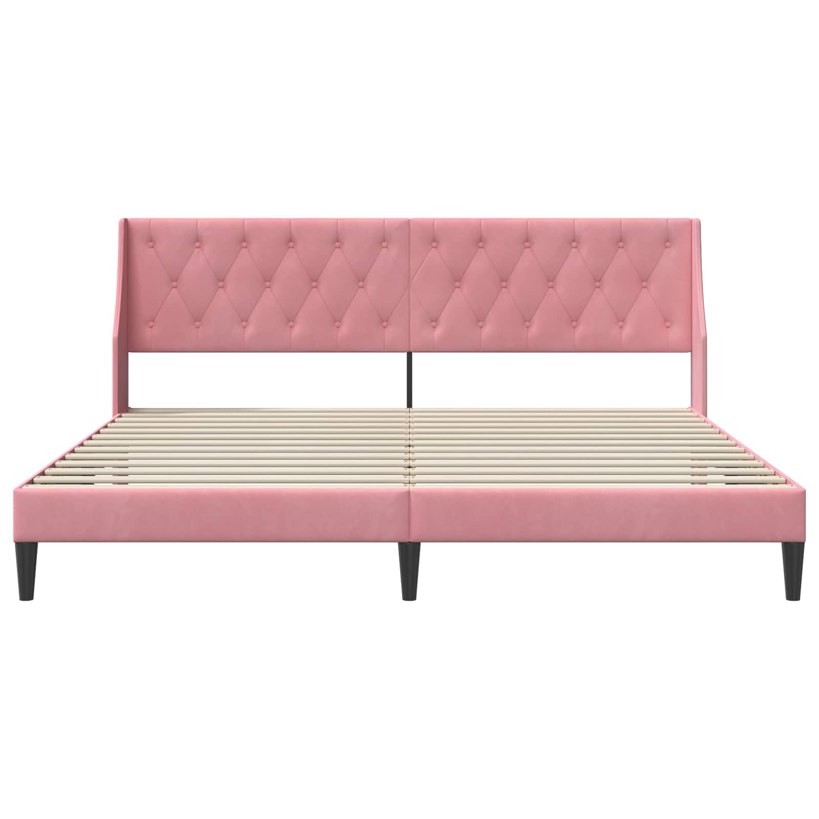 vidaXL Ramka łóżka Z zagłówkiem Różowy 200 x 200 cm Aksamit