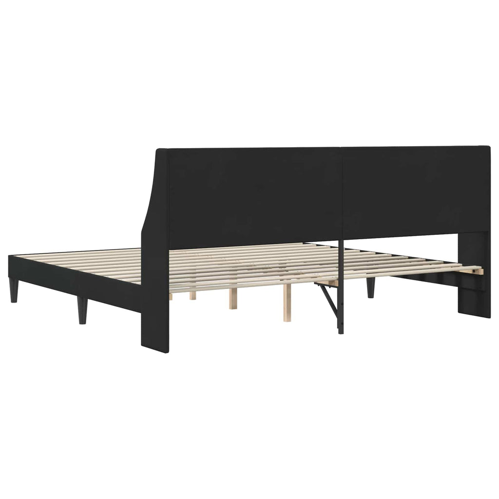 vidaXL Ramka łóżka Z zagłówkiem Czarny 200 x 200 cm Aksamit