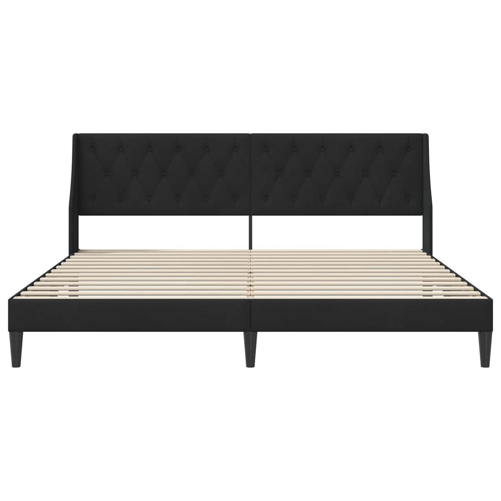 vidaXL Ramka łóżka Z zagłówkiem Czarny 200 x 200 cm Aksamit