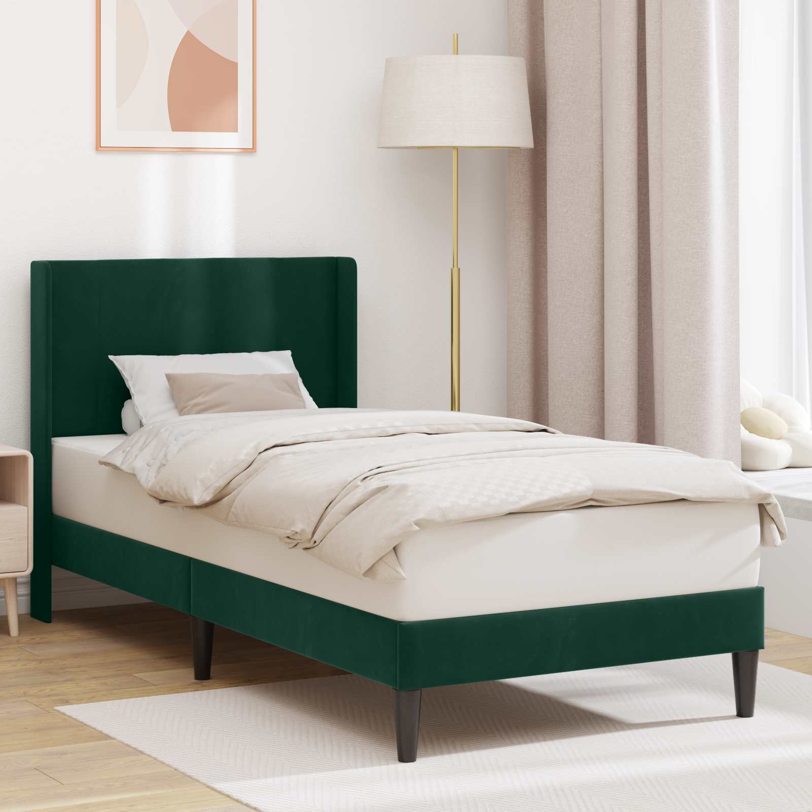 vidaXL Ramka łóżka Z zagłówkiem Ciemnozielony 80 x 200 cm Welur