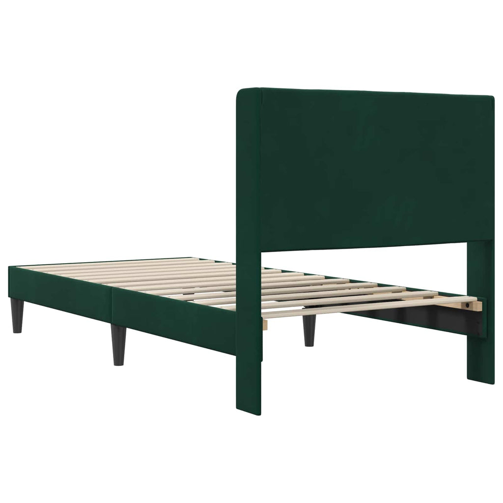 vidaXL Ramka łóżka Z zagłówkiem Ciemnozielony 80 x 200 cm Welur