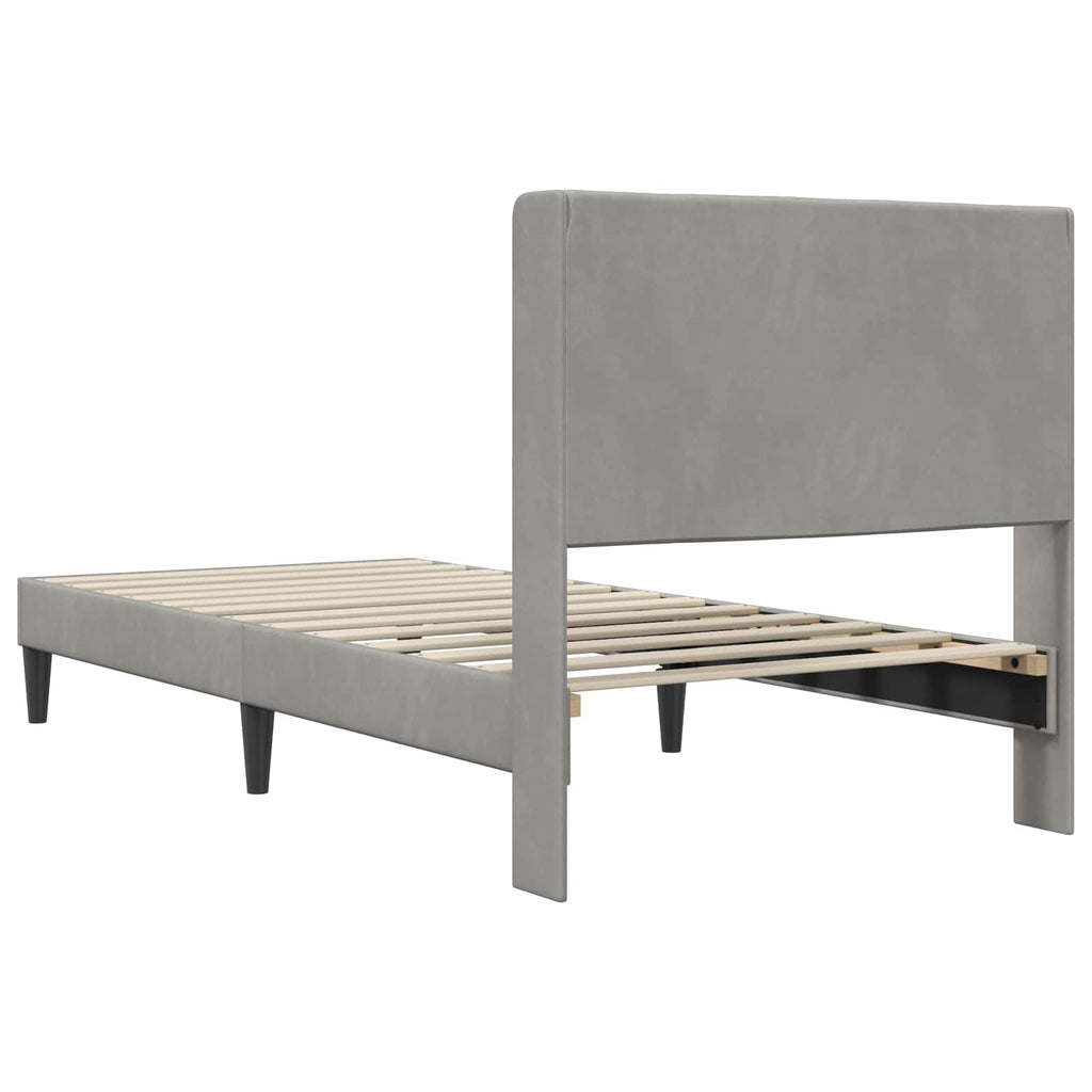 vidaXL Ramka łóżka Z zagłówkiem jasnoszary 90 x 190 cm Welur