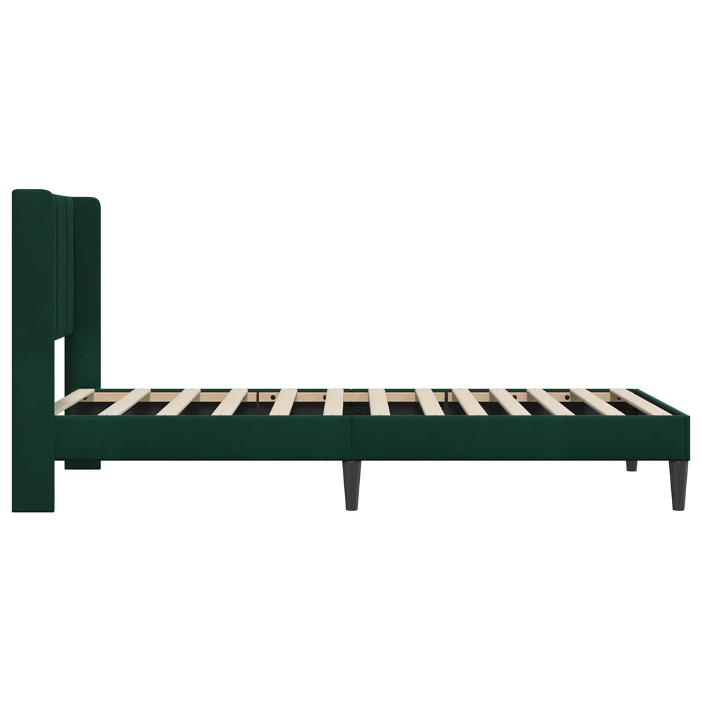 vidaXL Ramka łóżka Z zagłówkiem Ciemnozielony 90 x 190 cm Welur
