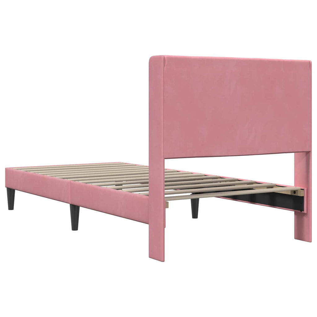 vidaXL Ramka łóżka Z zagłówkiem różowy 90 x 190 cm Welur