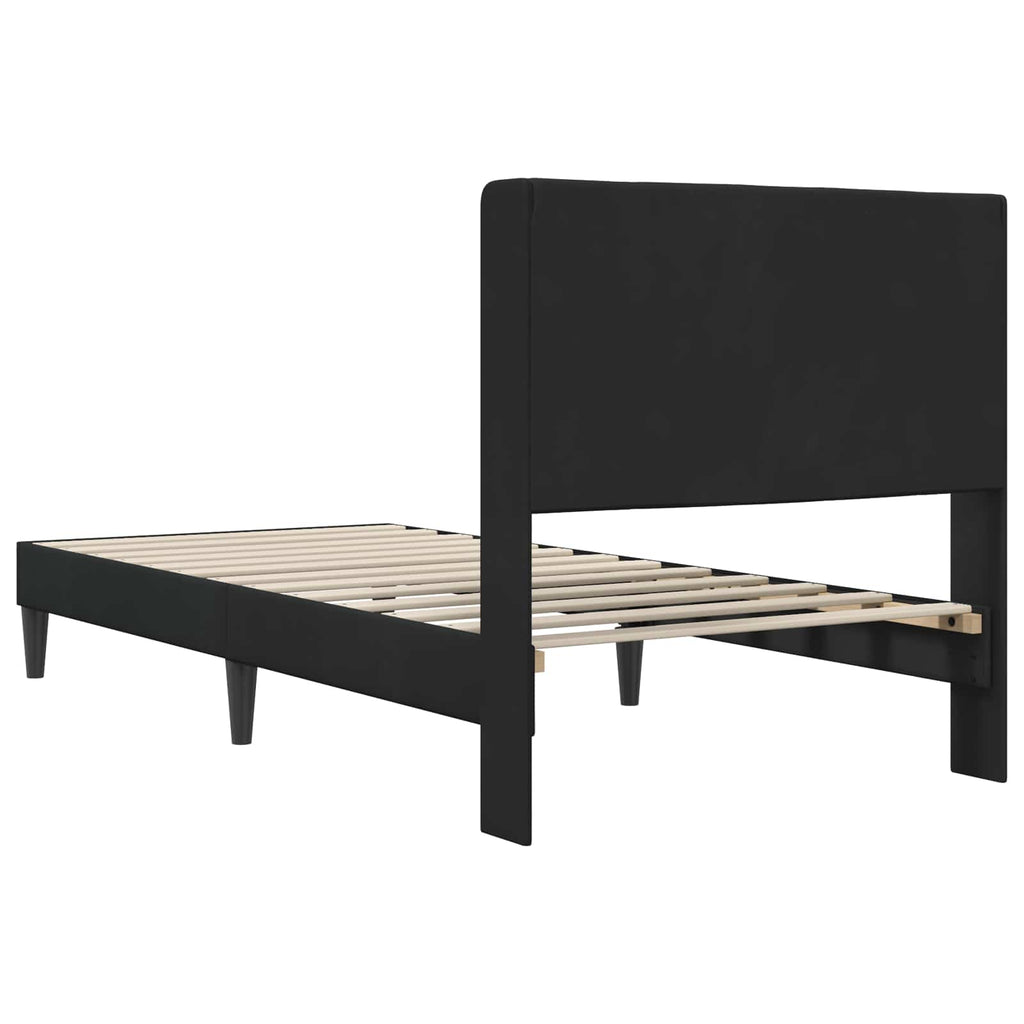 vidaXL Ramka łóżka Z zagłówkiem Czarny 90 x 190 cm Welur