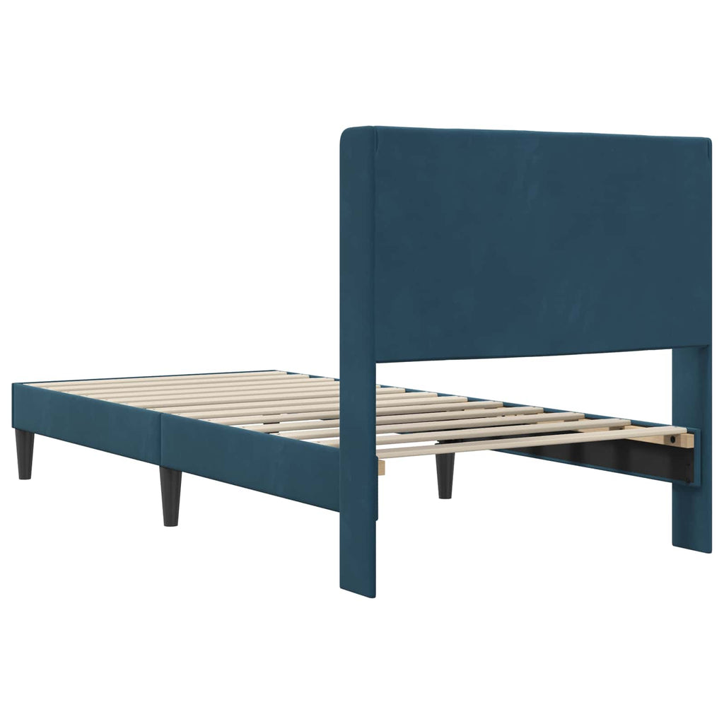 vidaXL Ramka łóżka Z zagłówkiem niebieski 90 x 190 cm Welur