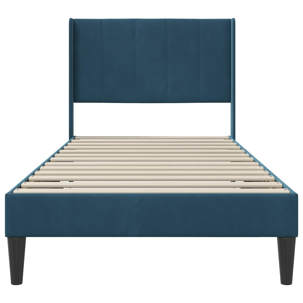vidaXL Ramka łóżka Z zagłówkiem niebieski 90 x 190 cm Welur