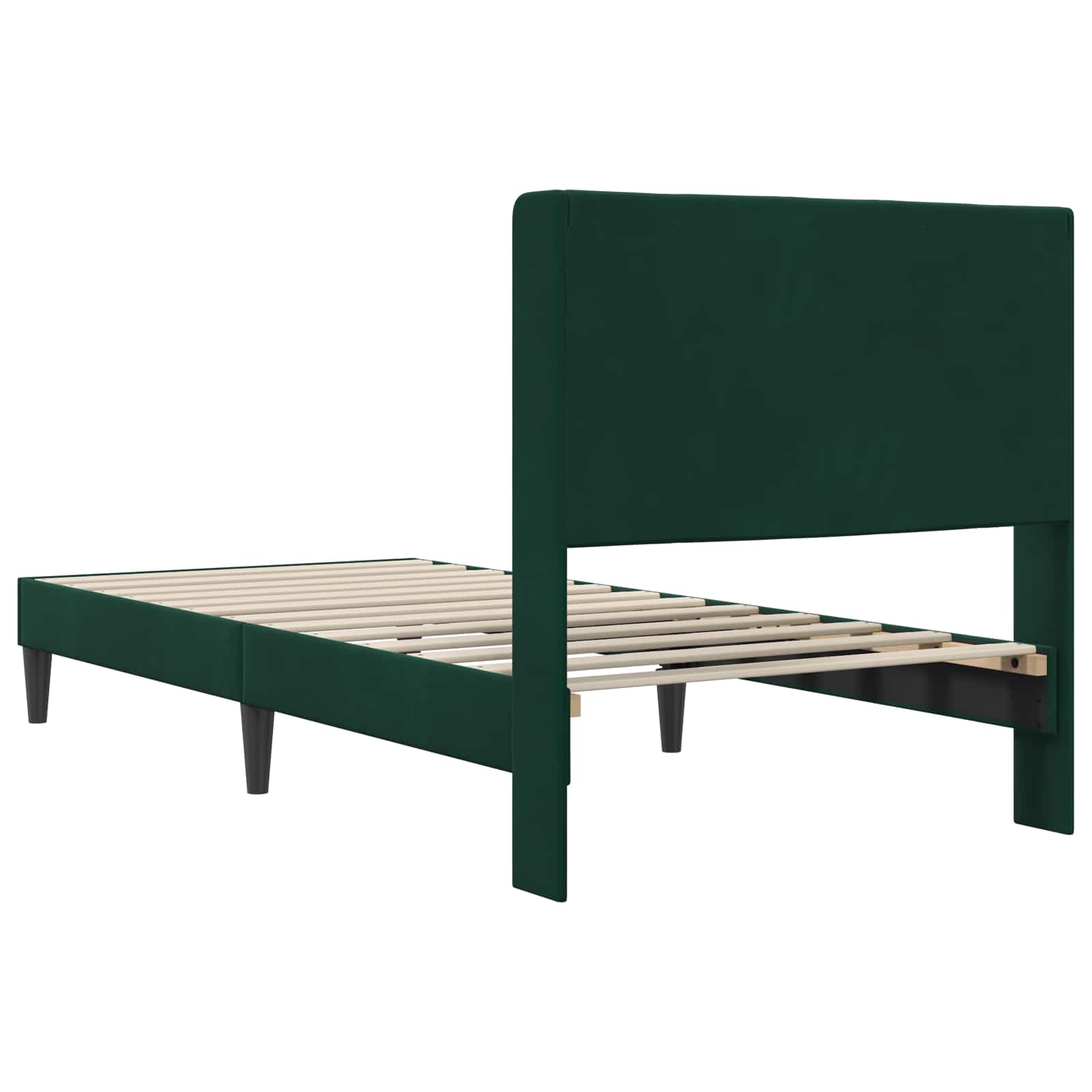 vidaXL Ramka łóżka Z zagłówkiem Ciemnozielony 100 x 200 cm Welur