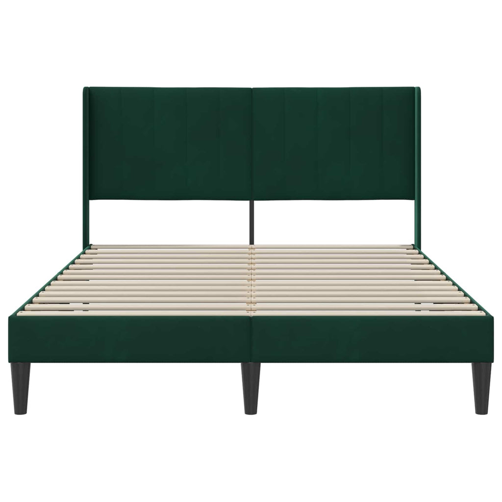 vidaXL Ramka łóżka Z zagłówkiem Ciemnozielony 120 x 190 cm Welur