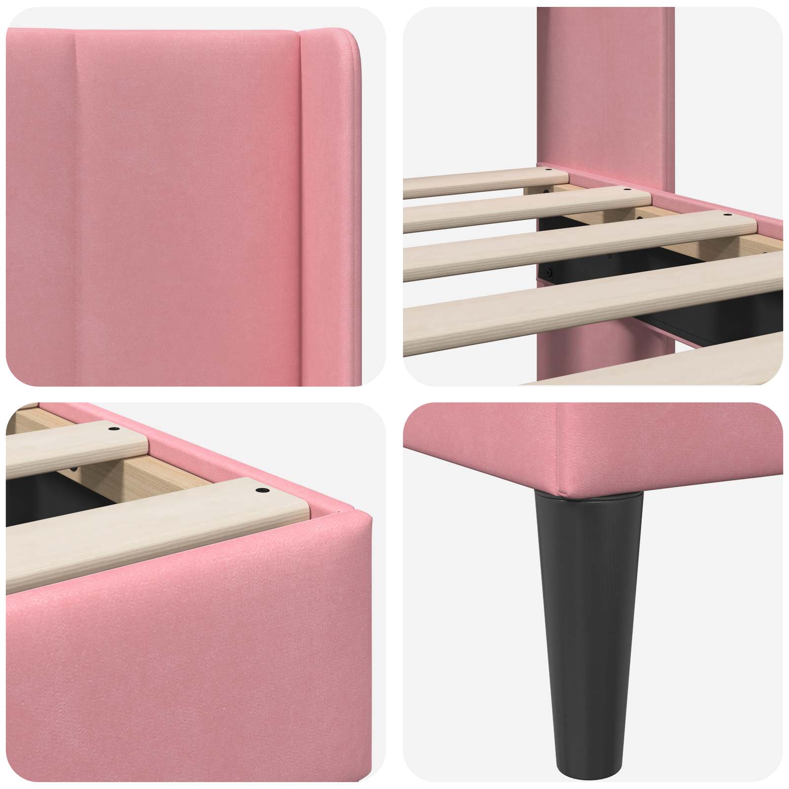 vidaXL Ramka łóżka Z zagłówkiem różowy 120 x 190 cm Welur