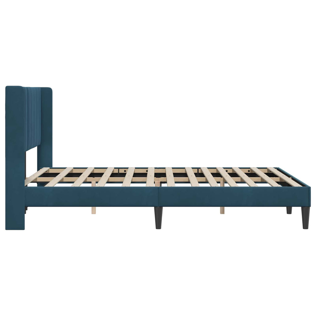 vidaXL Ramka łóżka Z zagłówkiem niebieski 120 x 190 cm Welur