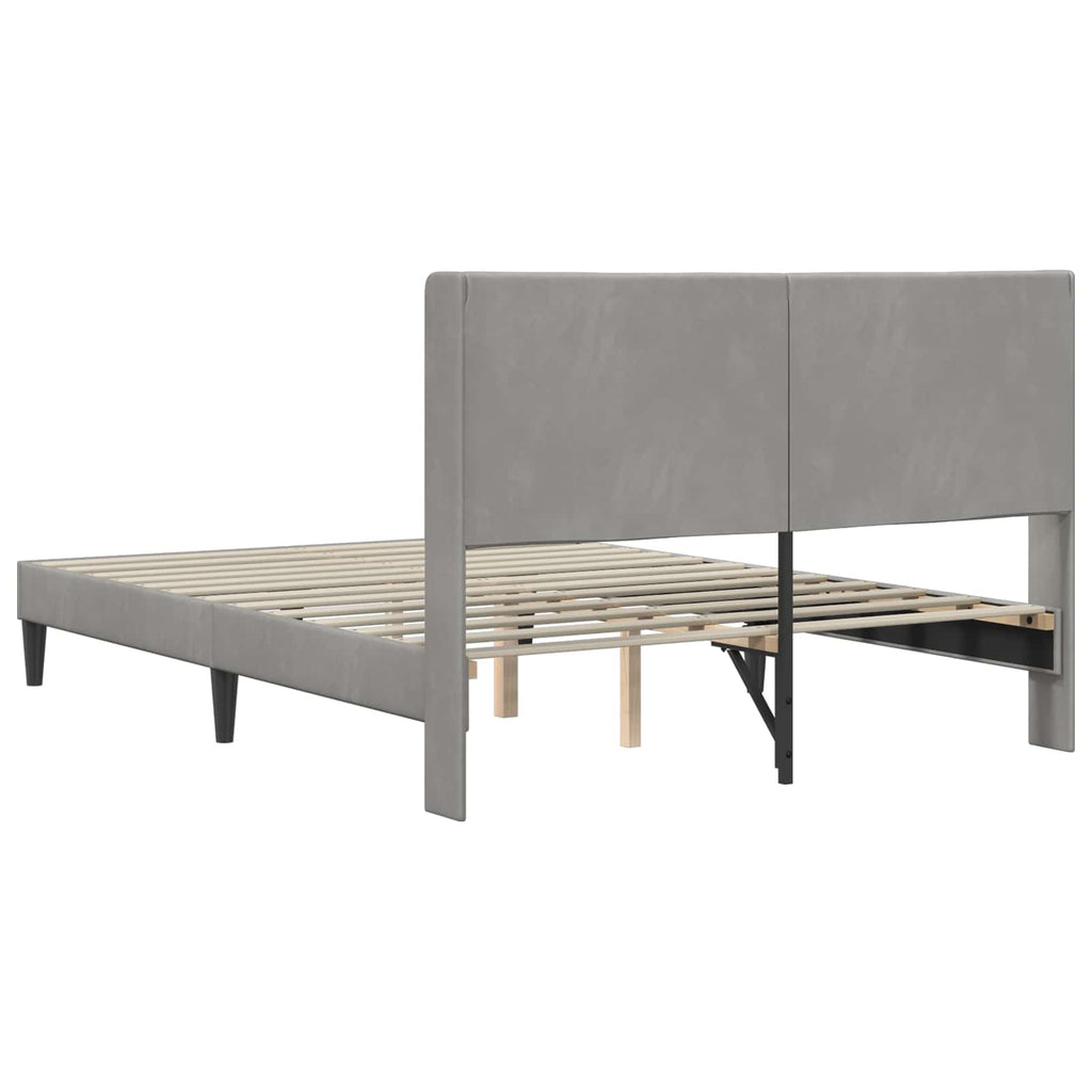 vidaXL Ramka łóżka Z zagłówkiem jasnoszary 120 x 200 cm Welur