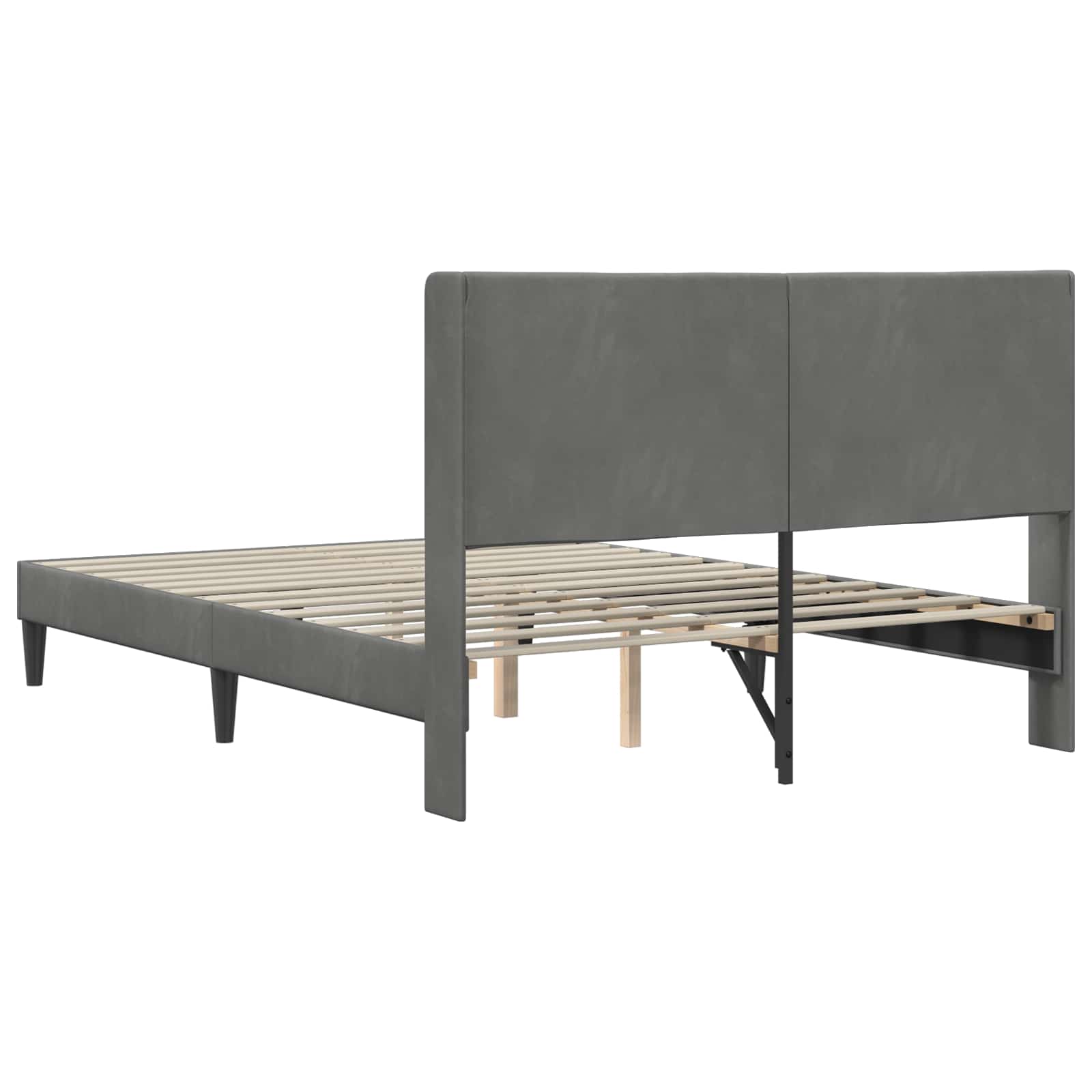 vidaXL Ramka łóżka Z zagłówkiem ciemnoszary 120 x 200 cm Welur