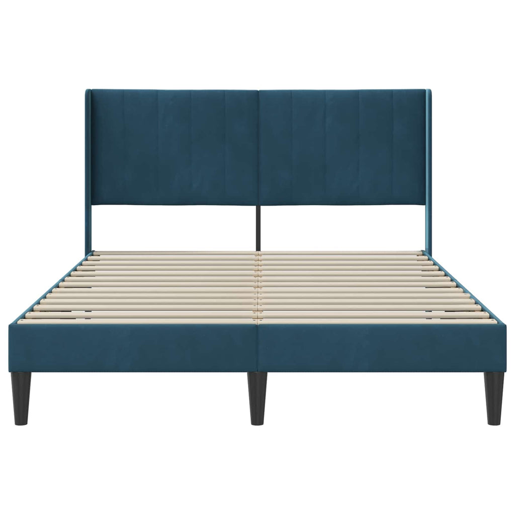 vidaXL Ramka łóżka Z zagłówkiem niebieski 120 x 200 cm Welur