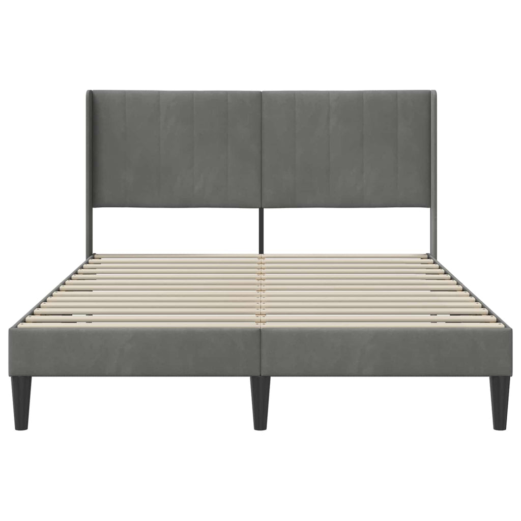 vidaXL Ramka łóżka Z zagłówkiem ciemnoszary 140 x 190 cm Welur