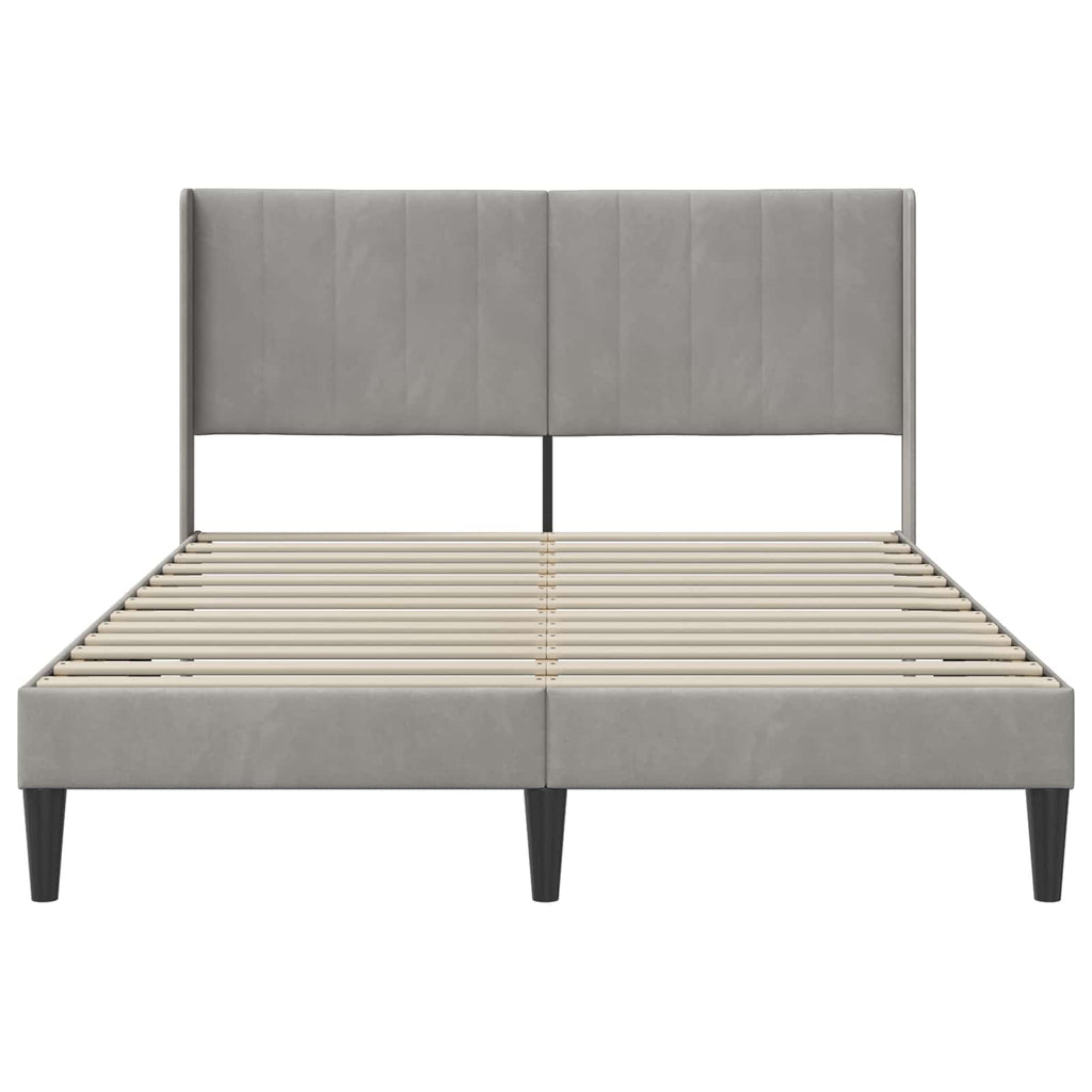vidaXL Ramka łóżka Z zagłówkiem jasnoszary 160 x 200 cm Welur