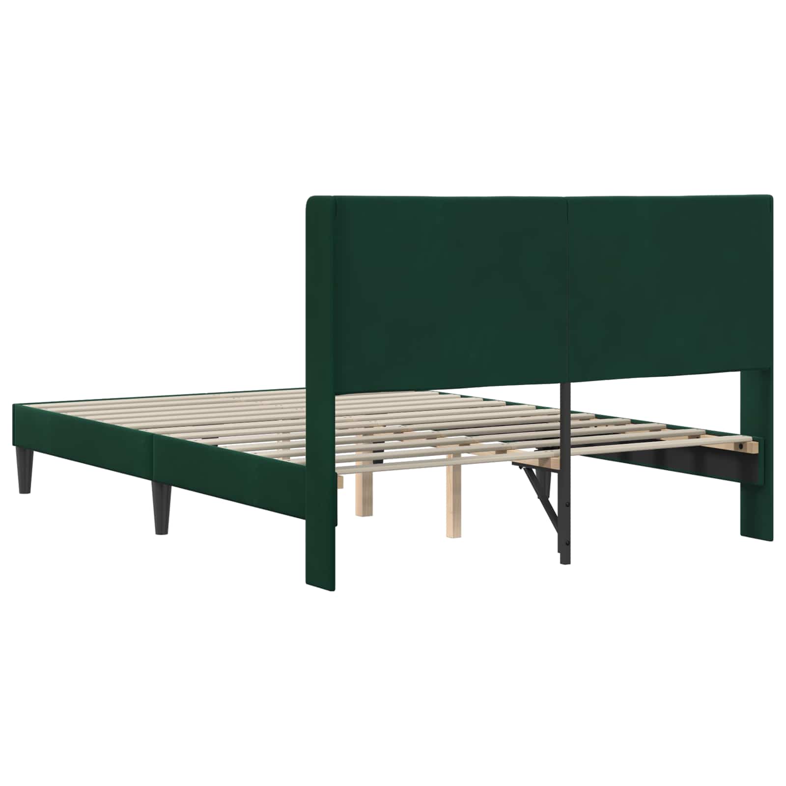 vidaXL Ramka łóżka Z zagłówkiem Ciemnozielony 160 x 200 cm Welur