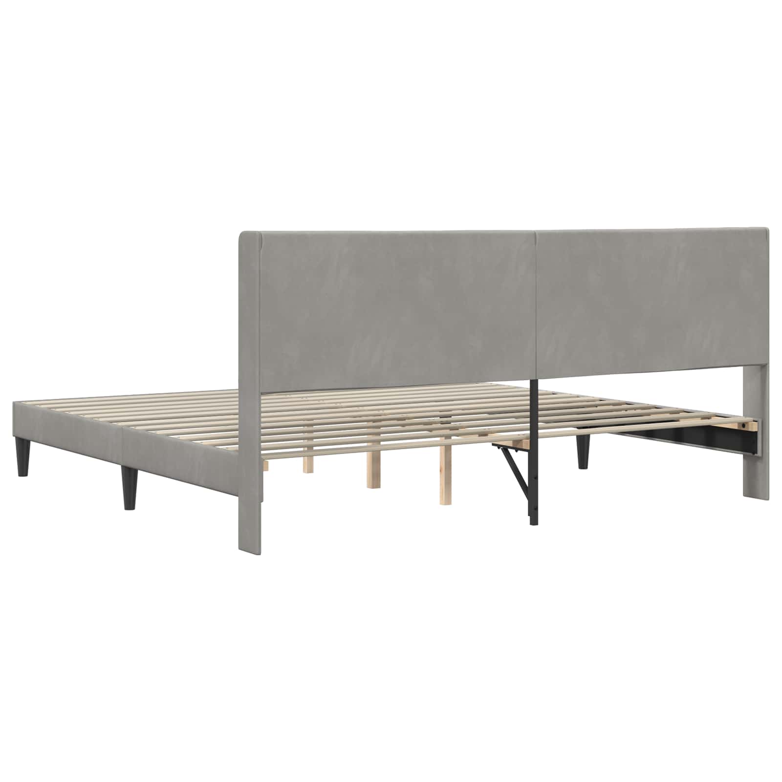 vidaXL Ramka łóżka Z zagłówkiem jasnoszary 180 x 200 cm Welur