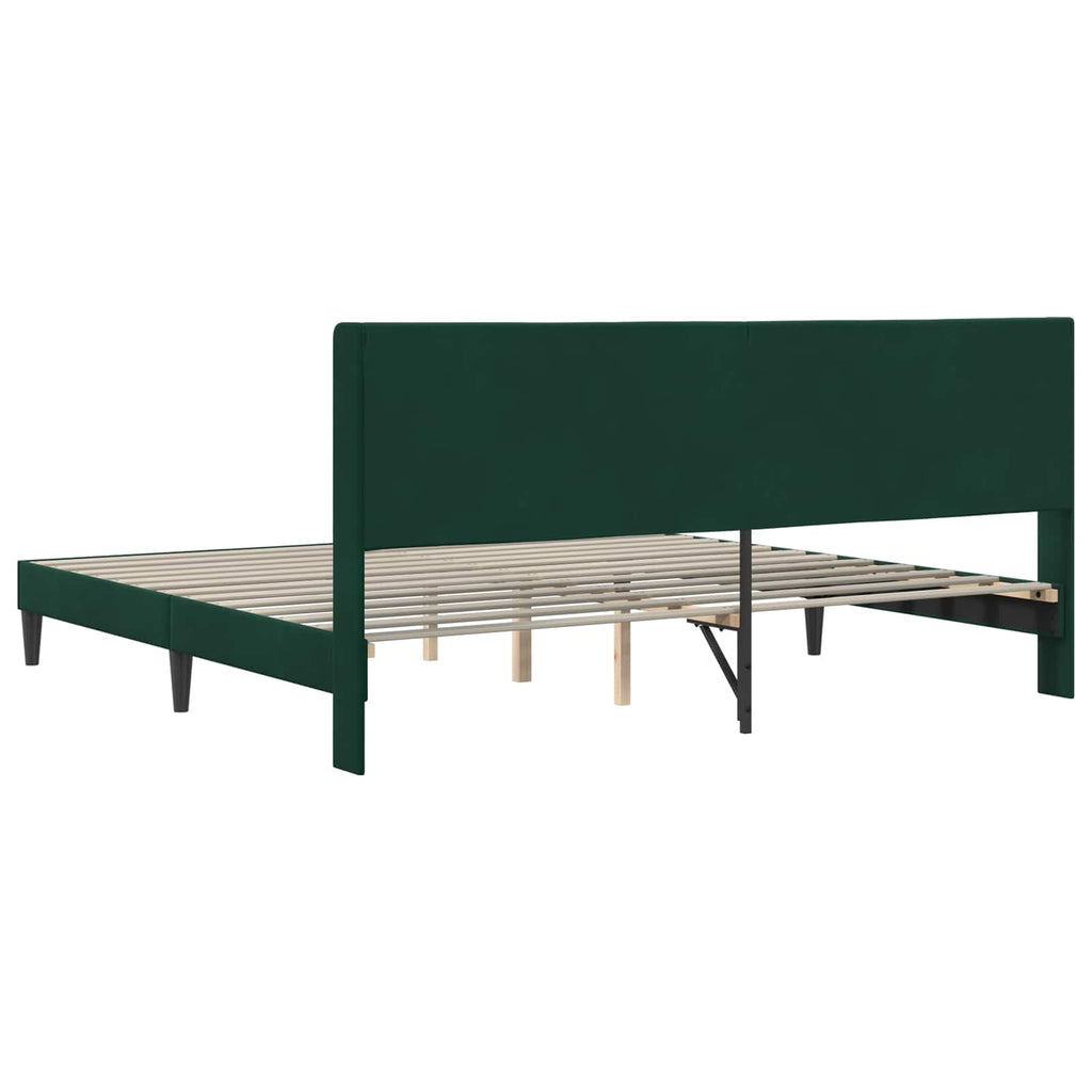 vidaXL Ramka łóżka Z zagłówkiem Ciemnozielony 180 x 200 cm Welur
